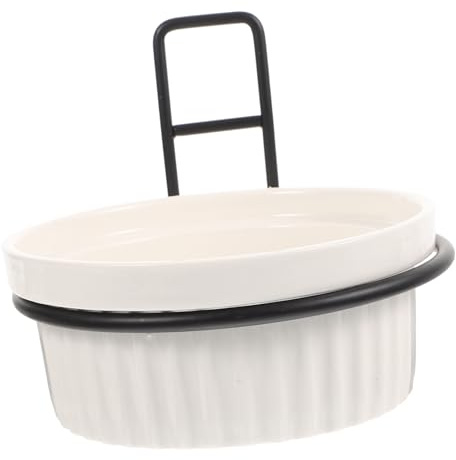 TOYANDONA Gamelles pour Chiens Et Chats Suspendues Support en Fer Amovible, Bol De Nourriture Mural Blanc à Empreintes, Taille Standard pour Cages, Alimentation Pratique pour Animaux Domestiques