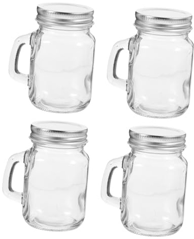 SOLUSTRE 4piezas Mini Frascos Asa y Tapa Para Bebidas Postres y Mermeladas Frascos Pequeños Para Almacenar Miel o Conservas Cocina