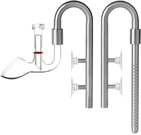 JARDLI Stainless Steel Lily Pipe Set – Hybrid Steel & Detachable Glass Outflow with Skimmer, 360° Multi-Level Inflow - Fish & Shrimp Safe, Easy to Clean (13mm for 1/2'' i.d. (12/16 mm) tubing)