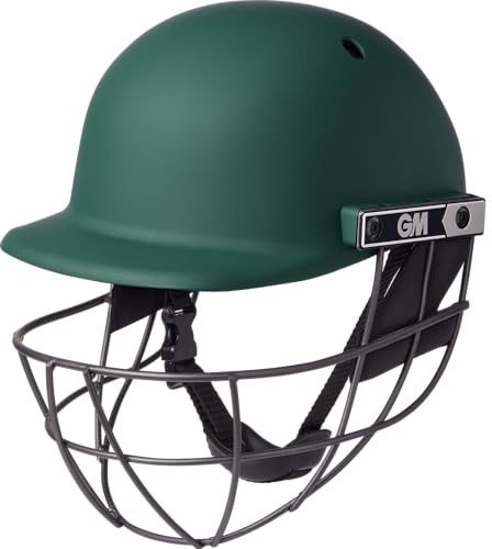 GM | Maestro Edge Cricket Helmet | BSI Approved Batting Fielding Head Protection - Adult & Junior Size Ball | ABS Polymer Shell & Sleek Lightweight Steel Grille | Green | Adult 590-610 mm