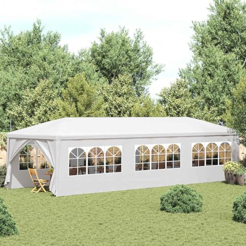 Nqyjm Trädgårdspaviljong utomhus mottagningstält 3x9 m vit, lusthus för bröllop, fester, camping, kommersiella evenemang