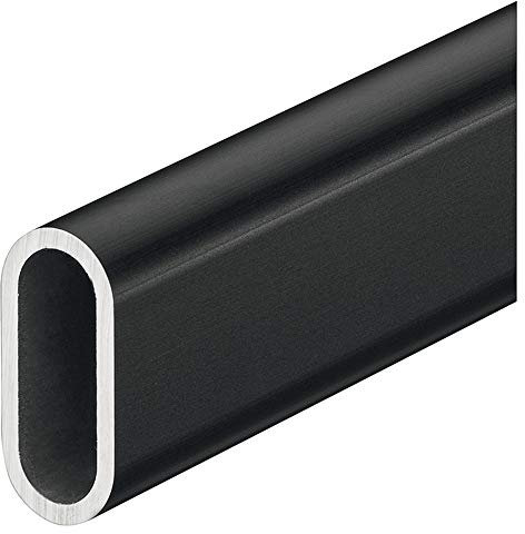 Armario GEDOTEC OVA armario | Perchero en aluminio negro mate | Tubo de armario 1000 mm | Barra de lavandería 30 x 14 mm | tubo para muebles para montaje en pared y techo - 1 pieza
