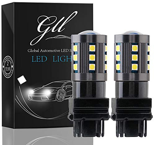 GLL 2 st 3156 LED-lampor vita T25 P27W LED-lampor med 3030 24SMD används för bilens stoppljus bromsljus bakljus bakljus 840LM