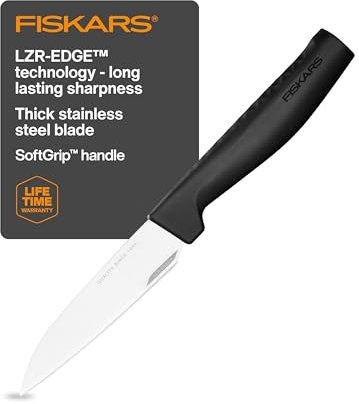 Fiskars Gemüsemesser, Hard Edge, Elegantes Design, Gesamtlänge: 22,8 cm, Rostfreier Stahl/Kunststoff, 1051762