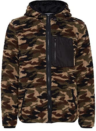 !Solid SDLuka Fleecejacke Herren Übergangsjacke Fleece Jacke mit Teddy Fell mit Kapuze Regular Fit Brusttasche Regular fit, Größe:M, Farbe:Camouflage (700094)