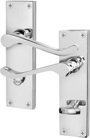 EAI Polished Chrome Victorian Scroll Bathroom Door Handles | 1 Pair of Internal Lever Handles on Backplate