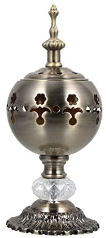 Cabilock Arabische Räuchergefäß Vintage Kerzenhalter Weihrauchbehälter: Metall Weihrauchbrenner Räucherstäbchen Halter Brenner Eisen Teelichthalter Wohnzimmer Tischdeko Weihnachten Dekoration