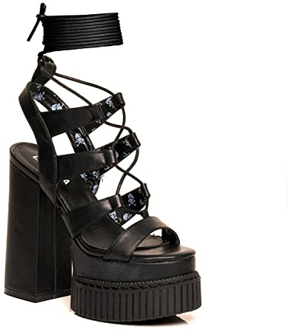 Lamoda Turning Tables Creeper Platform Sandals Black, Women's Chunky Sole Summer Footwear with Cushioned Insoles, Long-Lasting Wear, Perfect for Casual,Statement Looks, Stylish and Versatile, UK 6
