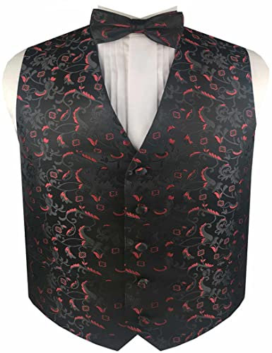 ME&SLEEVE blommig V-ringad kostym för män formell jacquard väst ascot slipset 3 st för bröllop/affärer/fest