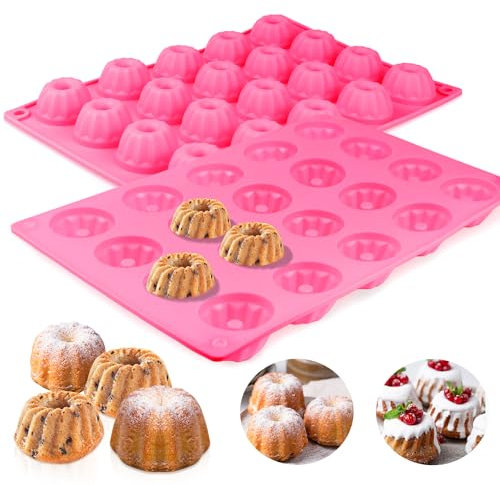GKZB Gugelhupfform Silikon Mini 20 Hohlräume mit Antihaft für Kuchen Brownies Puddings - 29 x 19,5 x 2,2cm