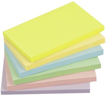 Wowivy Large Sticky Notes 76 mm x 127 mm, Pastel Colors, Sticky Pads, Recyclable, Self-Stick Pads, Easy to for Home, Office, Notebook, 80 Sheets/pad