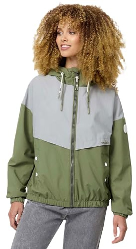Marikoo Giacca da mezza stagione leggera autunno primavera giacca transizione con cappuccio B993, Oliva Dusty, M