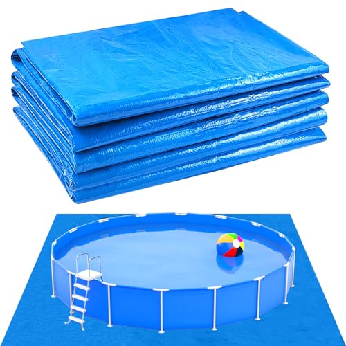 YEXEXINM 16 x 16 Ft Pool Ground Cloths,Swimming Pool Waterproof PE Swimming Pool Liner Pad for Protect Above Ground Pool Blanket for 8ft to 15ft Frame Above Ground Pools Accessories Prevents Punctures