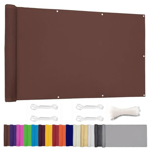 ZHhan Balcony Privacy Screen for Backyard Deck Patio Balcony Fence Porch Sun Shade PVC UV Protection Sun Wind 8 Days Delivered 11 Colors 195 Sizes 420D Brown