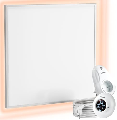 UMBRELLA® CF calefacción infrarroja de pared 60 × 60 cm 360 W con termostato inalámbrico TH20 – panel calefactor Carbon Crystal para pared, techo y techos modulares
