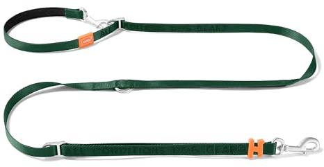 HOWGO 8-in-1 Multifunctional Hands Free Dog Training Leash with Padded Handle, 8.5 FT Nylon Adjustable Length, Lightweight Aviation Aluminum, Crossbody Waist Leash for Puppy Medium Large Dogs (Green)