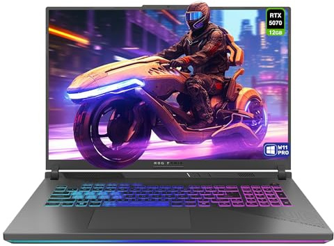 ASUS ROG Strix G18 Gaming Laptop, AMD Ryzen 9-9955HX, 64 GB DDR5 RAM, 2 TB PCIe SSD, 18 2.5K (2560x1600) 240Hz Display, Nvidia G-Force RTX 5070, 4-Zone RGB Keyboard, W11 Pro, Eclipse Gray