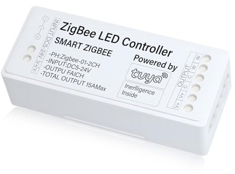 HNCY Zigbee LED-styrenhet, Zigbee dimmer monokrom kall vit, smart ljusströmbrytare och röststyrning kompatibel med Alexa, Google Assistant, Smart Life/Tuya App, endast för dimning av kallvit