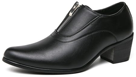 Chaussures tendance pour homme - Bout pointu - Talons hauts - Chaussures Oxford Derby - Noir et blanc, Noir, 10 US