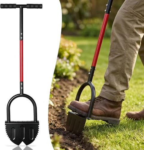 Manual Lawn Edger Tool, Half Moon Garden Edger for Turf & Bed Shaping