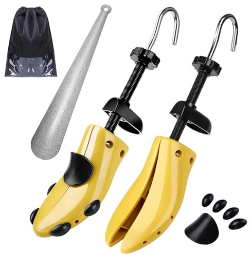 eachway Paire de Professional 2 Voies Premium Chaussure civière Rigide Plastique Embauchoirs, réglable en Longueur et Largeur Chaussure Durable Shaper pour Homme et Femme, Jaune, Taille L