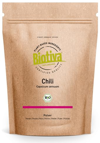 Ekologiskt chilipulver cayennepeppar 250g - finmalet pulver - Cayennepeppar (Capsicum cayennense) - starkt chilipulver - Buteljerat och kontrollerat i Tyskland - Biotiva