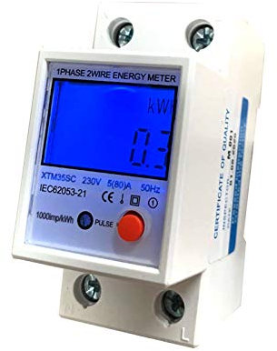 JVJ Contador digital LCD de corriente alterna 5 (80) A, 1 fase, 2 polos, 2 pines, riel DIN AC230 V