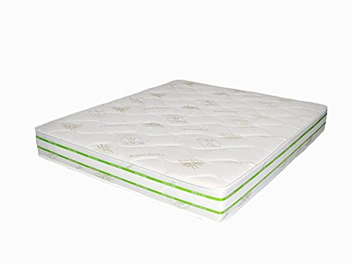 Materassi Russo Materasso Matrimoniale, 160x190cm, in WATERFOAM, Altezza 18 cm Reali,Rivestimento in Aloe Vera Antibatterico, Spedito Sottovuoto Arrotolato, 100% Made in Italy