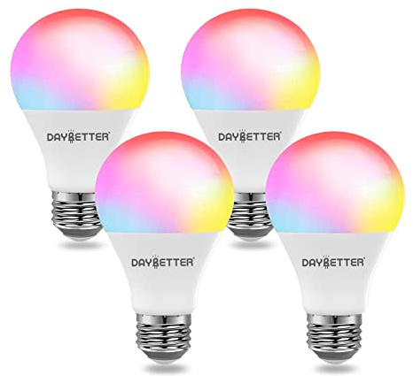 DAYBETTER Tuya Smart Light Bulbs, RGBCW Wi-Fi Color Changing Led Bulbs Compatible with Alexa & Google Home Assistant, A19 E26 9W 800LM Multicolor Led Light Bulb, No Hub Required, Light Bulbs 4 Pack