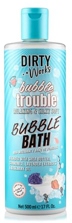 Dirty Works Bubble Trouble Bubble Bath 500ml – Creamy & Nourishing Bubble Bath with Shea Butter & Signature Scent – Relaxing, Aromatherapy Soak for Soft Skin & Stress Relief