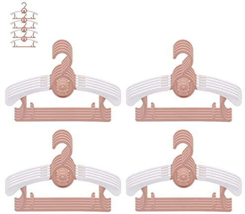 JSF - Set di 20 grucce appendiabiti per bambini, impilabili, con gancio a forma di orsetto, antiscivolo, salvaspazio, colore marrone e bianco