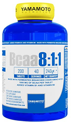 YAMAMOTO Bcaa 8:1:1 200 compresse + vitamina B1 e B6 - aminoacidi ramificati 811 per aumento massa muscolare
