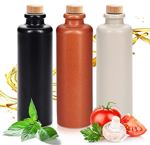 Essig & Öl Flasche mit Ausgießer für Feinschmecker, Geschenk Set, Handgefertigt und Einzigartig im Design Made in Germany, Authentisch chic und zeitlos 3x 200ml. (3x Mini 0,2l weiß, braun, schwarz)