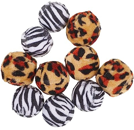 Mipcase Balle Interactive pour Chat Lot de 10 Balles en Peluche à Poils Courts Motif Léopard Jouet de Chasse pour Chaton Accessoires de Jeu pour Chats Intérieur