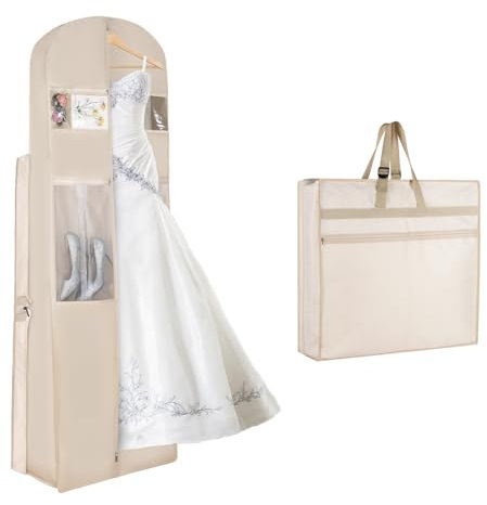 KEEGH Wedding Dress Garment Bag, Dress Bag for Gowns 72 in, Beige