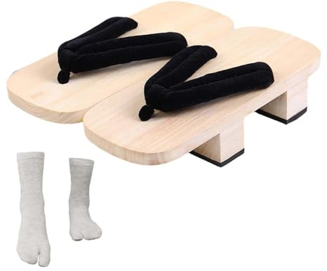 rockible Zoccoli giapponesi in legno, antiscivolo con calzini Tabi, sandali infradito, 44