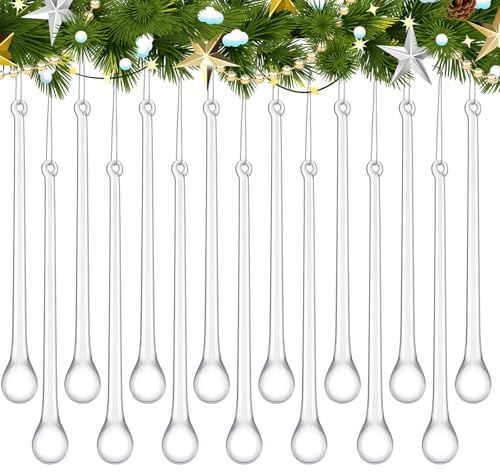 48 Pcs Glass Icicles Christmas Tree Ornaments 4.72'' x 0.59'' Extra Long