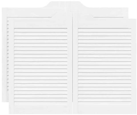 vidaXL Schwingtüren Lamellen-Design 2-Paar Weiß 80x100 cm, Saloontüren, Bartüren, Scharniertüren, Schwingtüren für Cafés, Flügeltüren