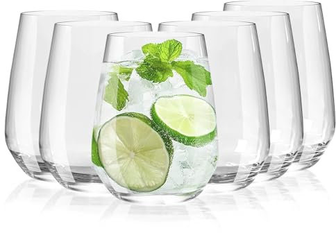ZhouZGlass Water Glasses, Drinks and Juice Glass Tumbler, 450 ml, Set of 6 Premium Highball Glasses, Red Wine Glasses, Cocktail Glasses, Drinking Glasses for Water, Juice, and Cocktail