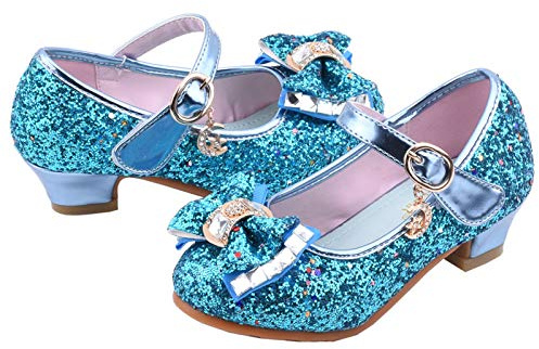 BOTCAM Chaussures de princesse à paillettes pour fille - Sandales à talons hauts à paillettes - Chaussures de princesse pour enfants - Chaussures de cosplay - Chaussures de fête Mary Jane - Chaussures