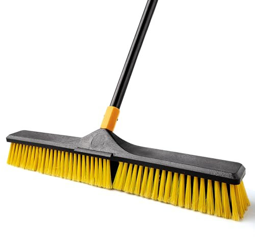 Yocada Balai d'extérieur Robuste de 61 cm avec Poils rigides pour Le Nettoyage de la terrasse, du Garage, du Pont, du béton, du Bois, de la Pierre, du carrelage, du Sol, 165,9 cm de Long