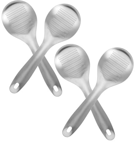 ULTECHNOVO 4 Pièces Cuillère à Gingembre Moulin à Épices Cuillère Passoire Cuillère à Pour Écumoire Cuillères à Fentes Pour Cuillère à Fentes Silver Acier Inoxydable