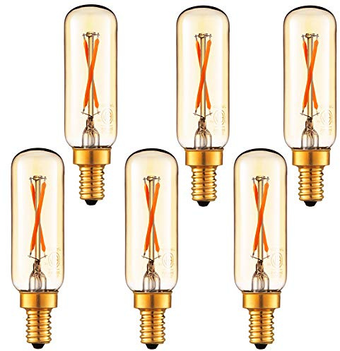 LiteHistory T6 Candelabra Light Bulbs,2w=25 watt Light Bulbs,Amber 2200K