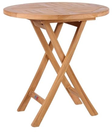 MR. DEKO Klapptisch Sutton Teak Holz Rund 70 cm | Gartentisch Klappbar Wetterfest | Balkontisch Klappbar Massivholz | Campingtisch Teakholz | Kleiner Tisch Balkon | Gartentisch 70x70 Beistelltisch