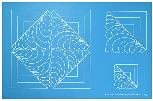Full Line Stencil - Log Cabin Feather/Square Block Motif - Edge to Edge Stencil, Continuous Line Template for Free Motion Quilting, Domestic Machine, Hand or Long-Arm Quilting (30736)