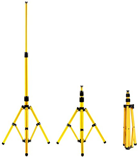 Gimisgu Trépied pour projecteur de Chantier, Hauteur Réglable Trépied en acier Jaune, Lampe de Travail, Partie de support pour 1 projecteurs