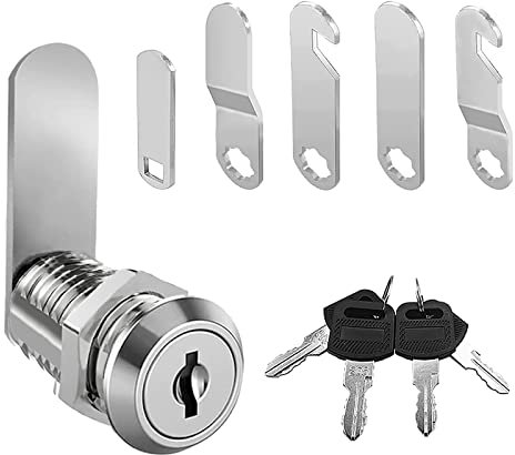 luckaide Briefkastenschloss 16mm, Nockenschloss, Kommt mit 5 Verschiedene Schlossplatten,Briefkastenschloss, Schrankschloss, 18mm Schrankschloss, Möbelschloss, für Schranktüren, Möbel Verwendet
