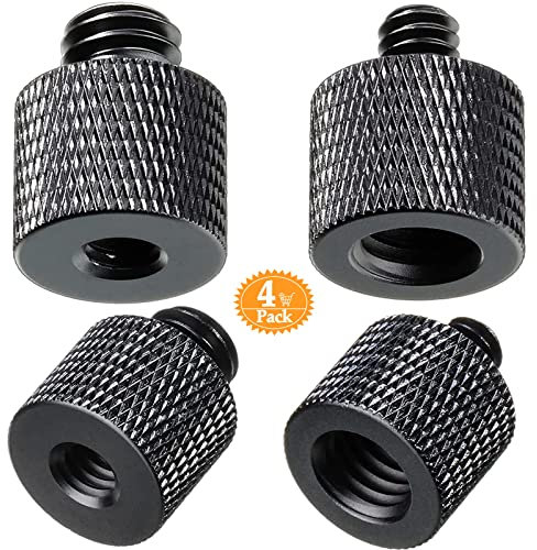 4 Stück Gewindeadapter 3/8“ auf 1/4“ & 1/4“ auf 3/8“, Aluminiumlegierung Stativ Schraube Adapter für Kamera, Lautsprecher, Stativ, Mikrofonständer, Kamerastative