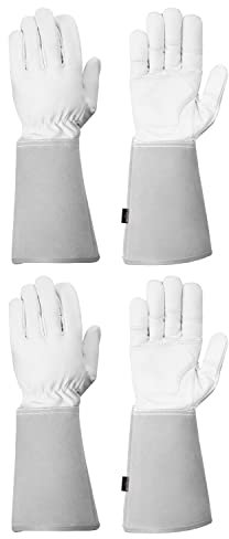 NoCry Lange dornsichere Gartenhandschuhe für Damen mit verstärkten Handflächen und Fingerspitzen, perfekte Kaktushandschuhe, Rosenschnitthandschuhe, pannensichere Handschuhe, Damen-Gartenhandschuhe