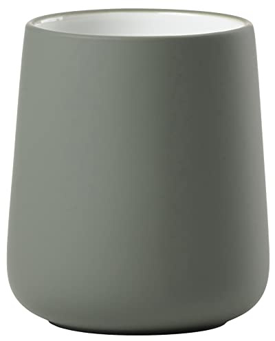 Zone Denmark Nova tandborstmugg, tandborstmugg i porslin med soft touch-beläggning, diameter 8 cm, höjd 10 cm, olivgrön